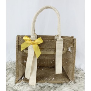 D221*CX200 BOLSA FEMININA DE JUTA FRENTE TRANSPARENTE