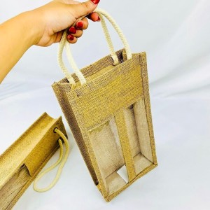 D442*CX240 MINI BOLSA DE JUTA TRANSPARENTE COM ALÇA DE MÃO